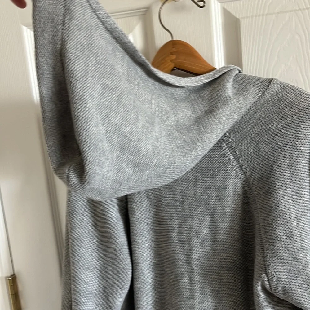 Elan Womens Lace Up Hoodie Sweater Size Small Gray 3/4 Sleeves Oversized BOHO - Picture 6 of 8